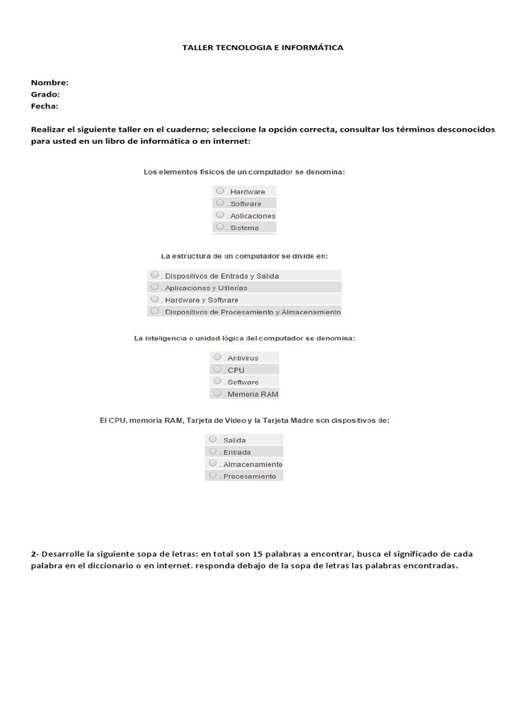 Taller de Tecnología e Informática | PDF