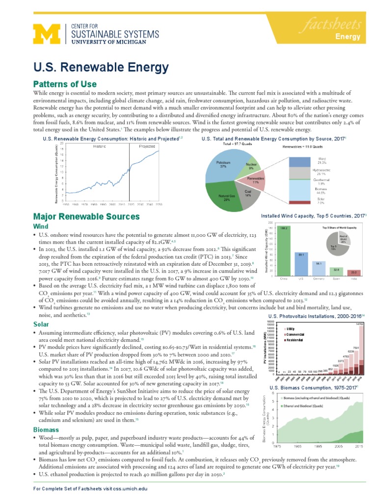 U.S. Renewable Energy Overview and Trends | PDF | Solar Power ...