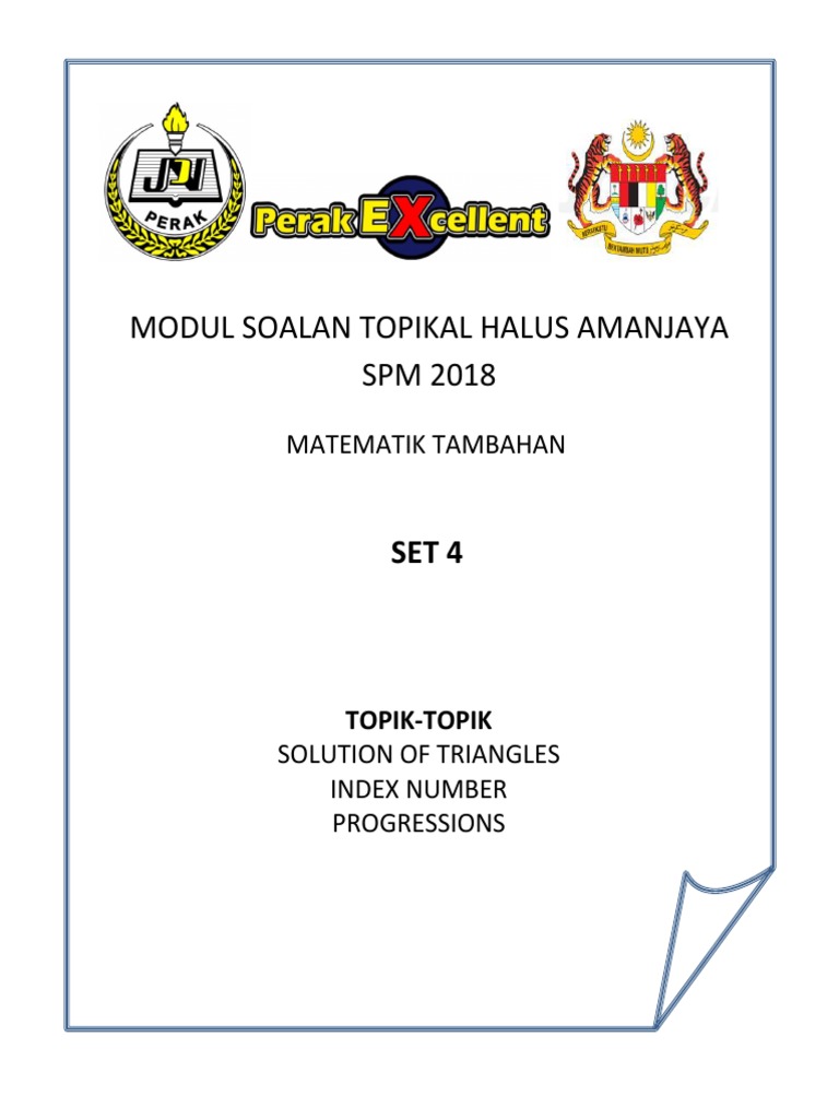 Modul Soalan Topikal Halus Amanjaya Spm 2018 Matematik Tambahan Pdf