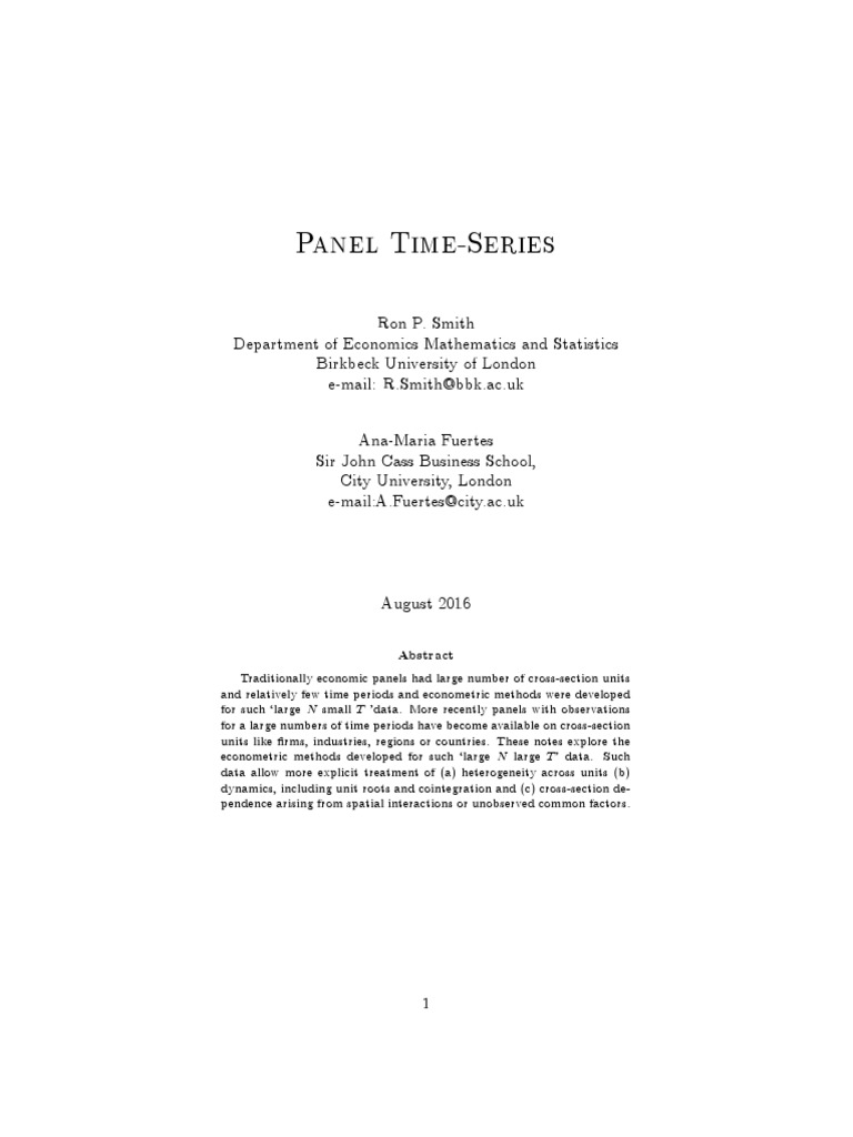 Econometric Methods for Large Panel Data | PDF | Ordinary Least Squares ...