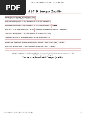 The International 2019 Europe Qualifier Liquipedia Dota 2 Wiki