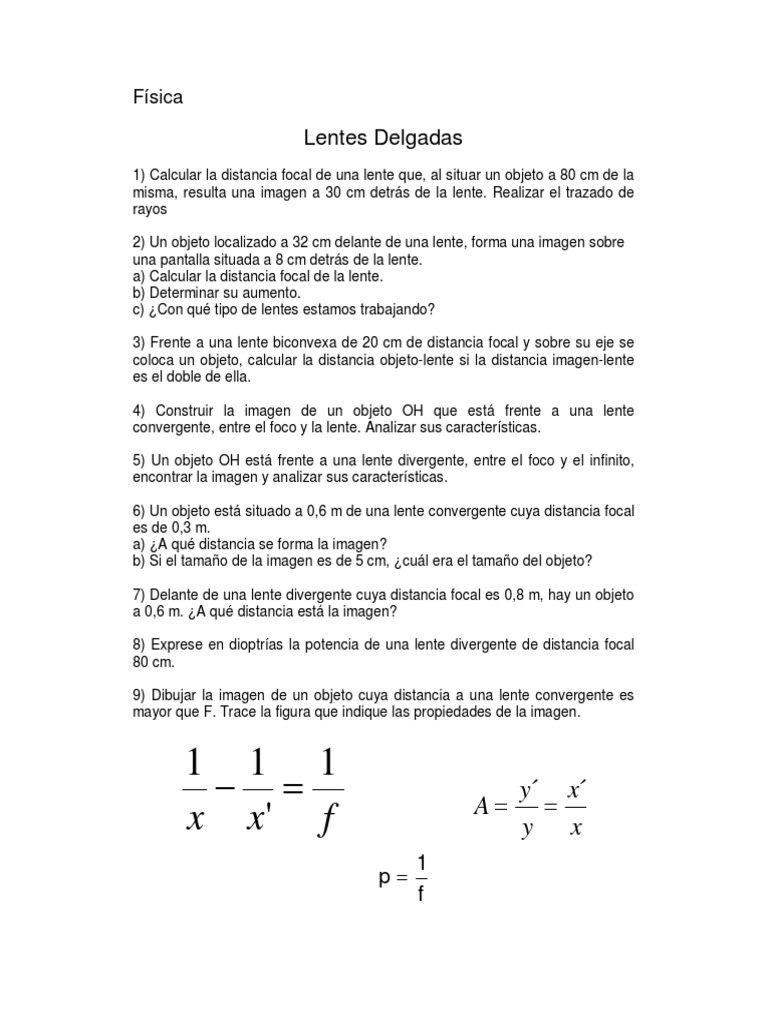 Ejercicios de Lentes PDF
