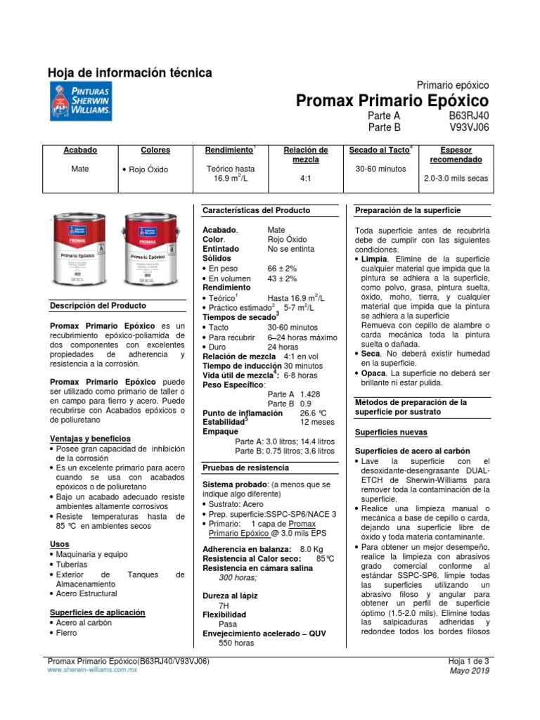 Primario Epoxico Sherwin Williams PDF Pintar Epoxy