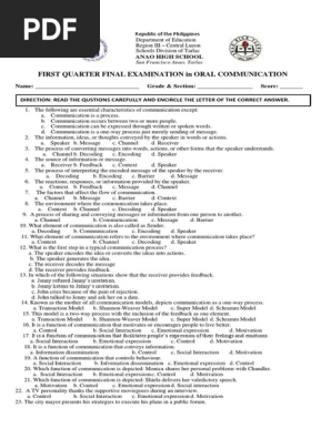 TOS in Oral Communication IA