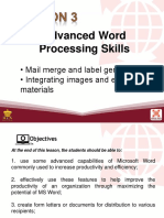 Advanced Word Processing Skills: - Mail Merge and Label Generation - Integrating Images and External Materials