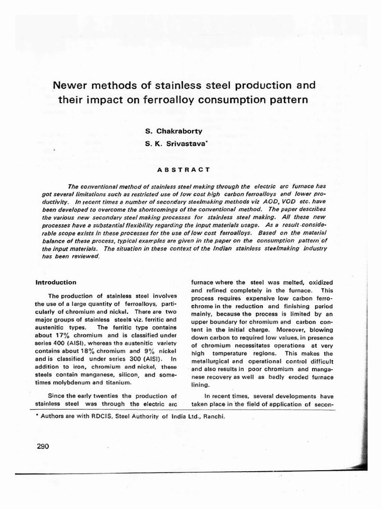 Newer Methods of Stainless Steel Production and Their Impact On ...