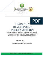 Training & Development Program Design: 3-Day School-Based Live-Out Training - Workshop On Inclusive Education