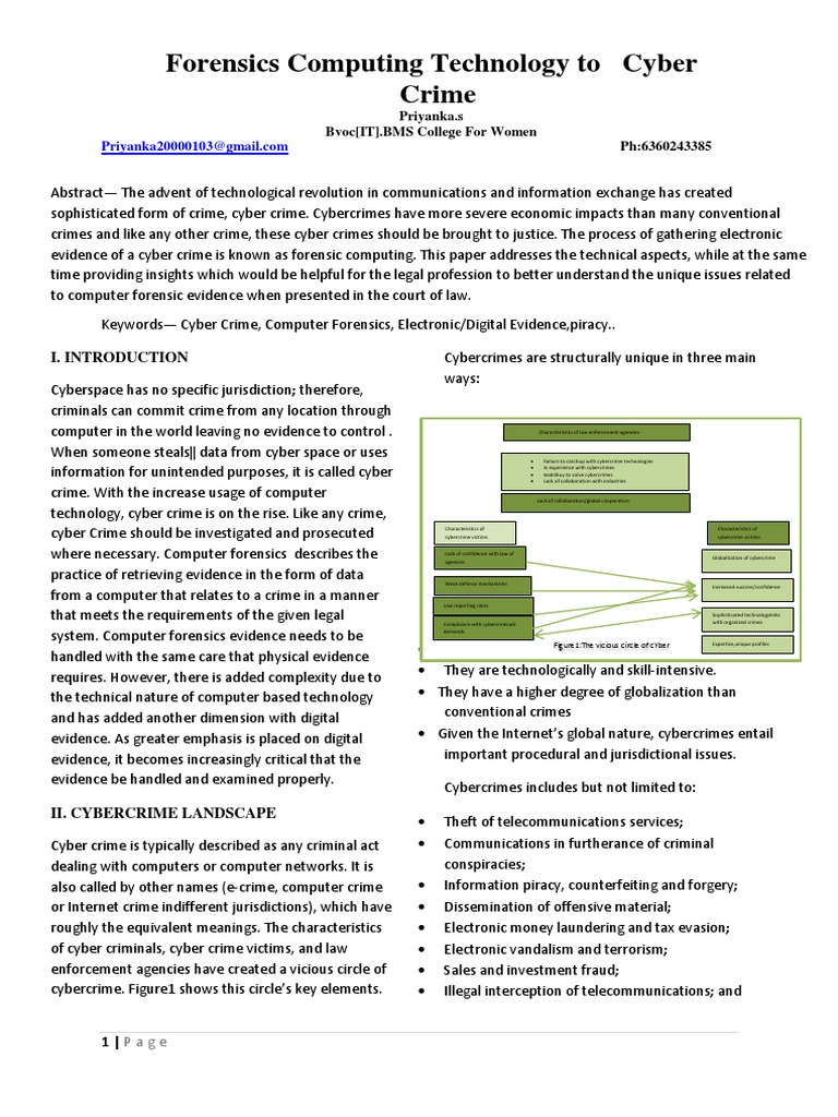 Forensics Computing Technology To Cyber Crime Priyanka S Bvoc It