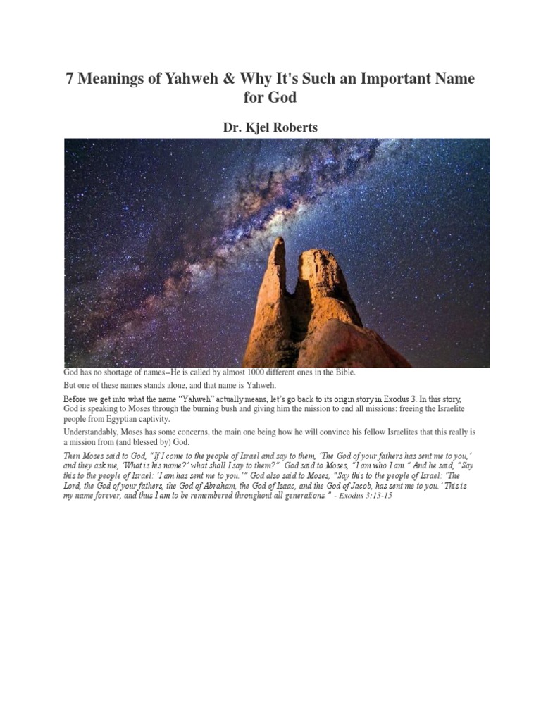 7 Meanings Of Yahweh Pdf Israelites Book Of Exodus