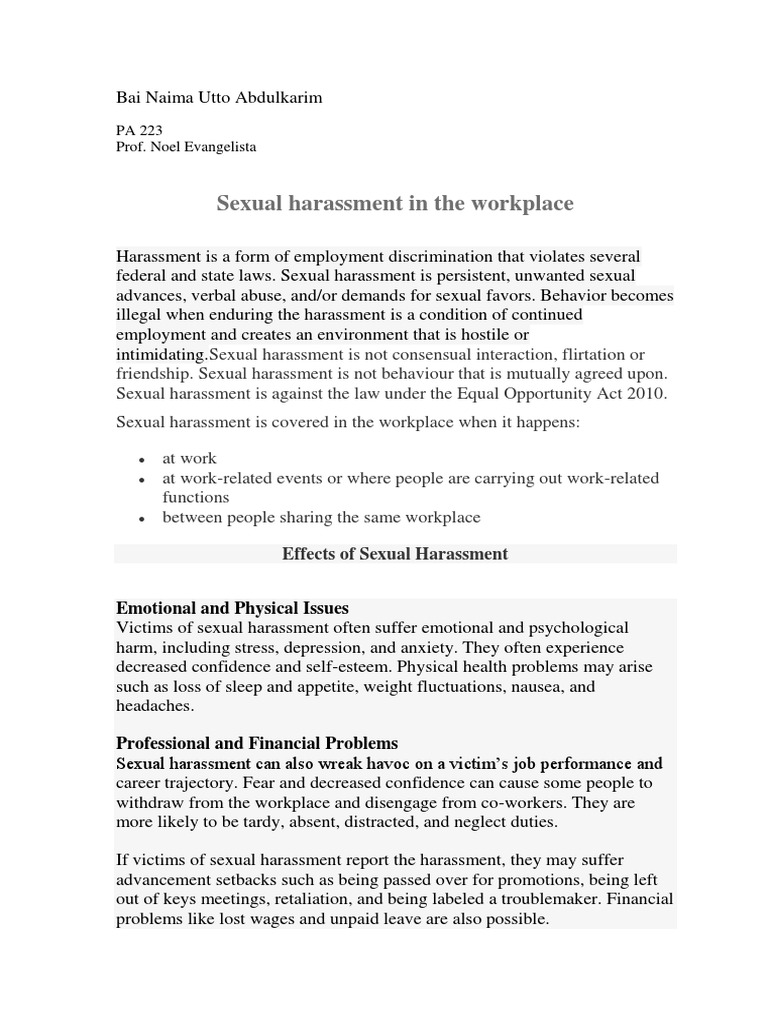 Understanding Workplace Sexual Harassment | PDF | Sexual Harassment ...