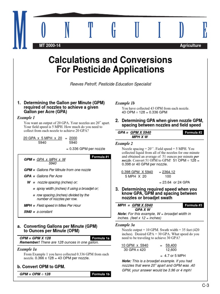 Calibration of Sprayer PDF Gallon Pint
