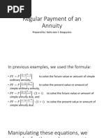 Regular Payment of An Annuity