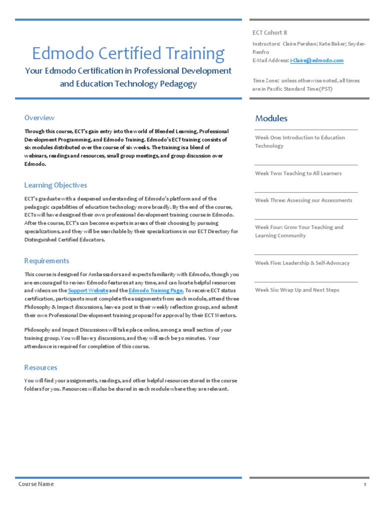 ECT Certification Training Overview | PDF | Educational Technology ...