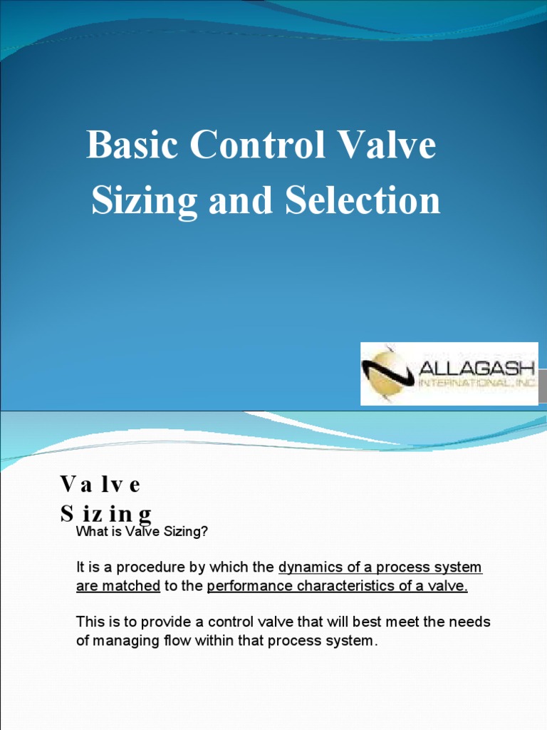 Control Valve Sizing and Selection Guide | PDF | Valve | Fluid Dynamics