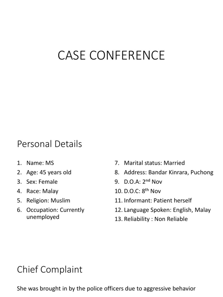 Case Conference Psychopathology Psychology & Cognitive Science