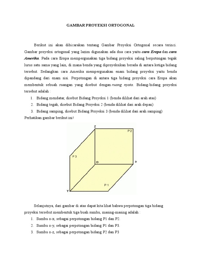 Gambar Proyeksi Ortogonal Terperinci | PDF | Metode & Bahan Ajar | Seni