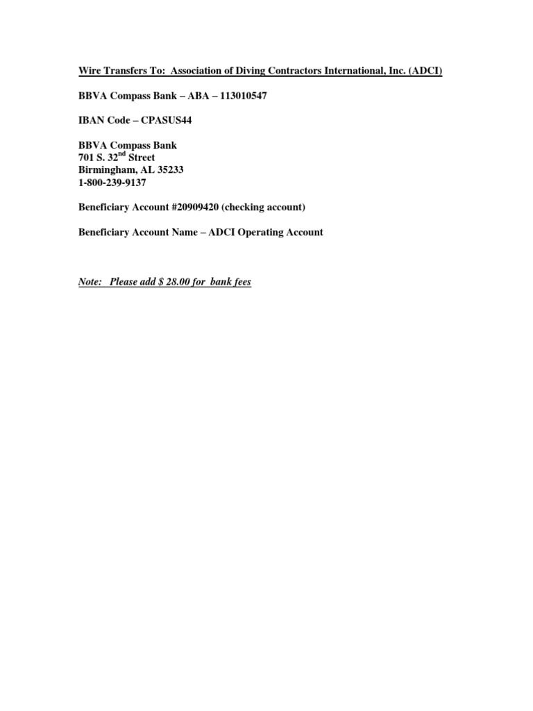 ADCI Compass Wire Transfer (IBAN) PDF | PDF | Business | Finance ...