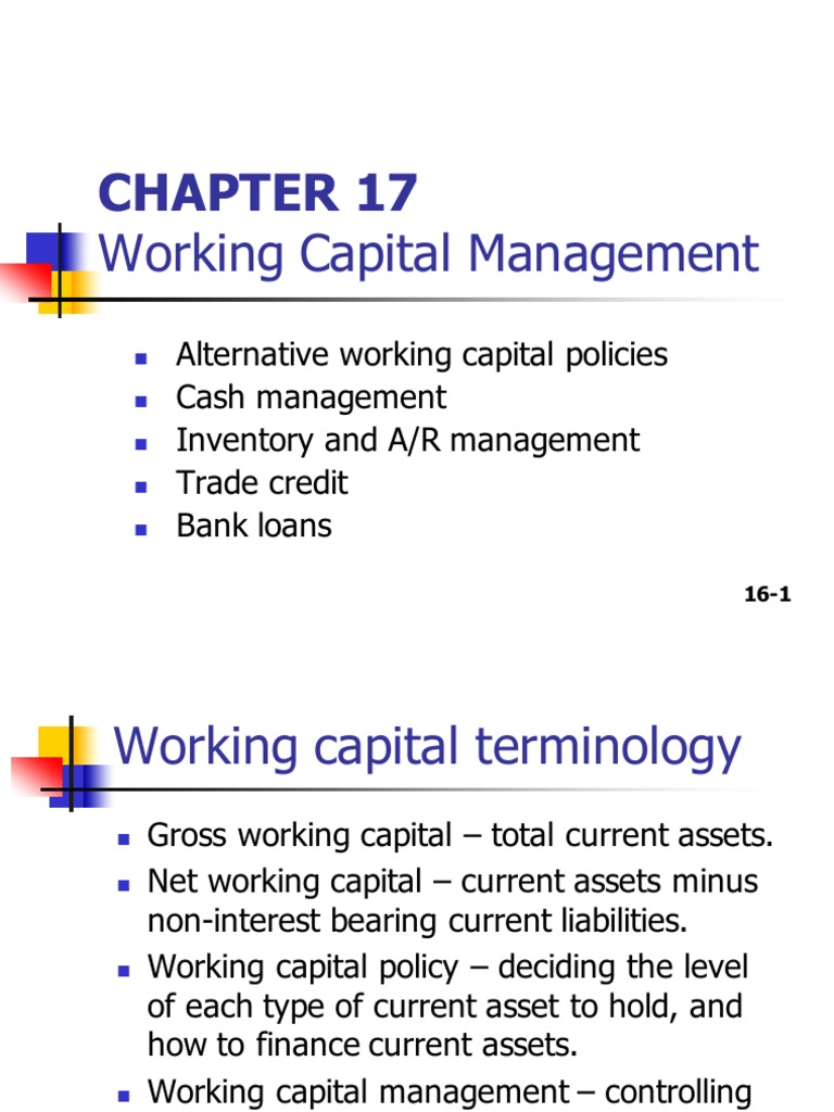 Chapter 17 Working Capital Management Pdf Working Capital Credit