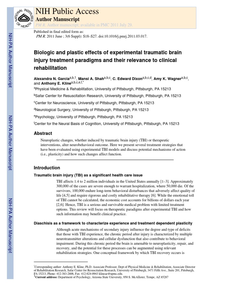 NIH Public Access: Author Manuscript | PDF | Traumatic Brain Injury ...