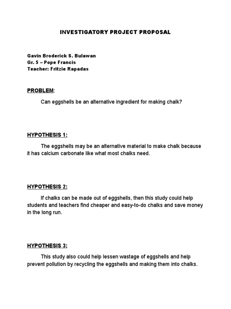 INVESTIGATORY PROJECT Chalk Made of Eggshells PDF