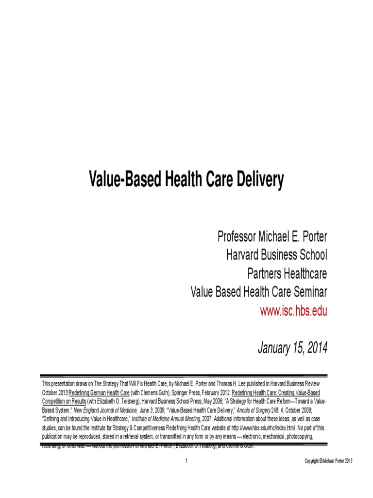 Value Based Health Care Michael Porter Pdf Physical Therapy