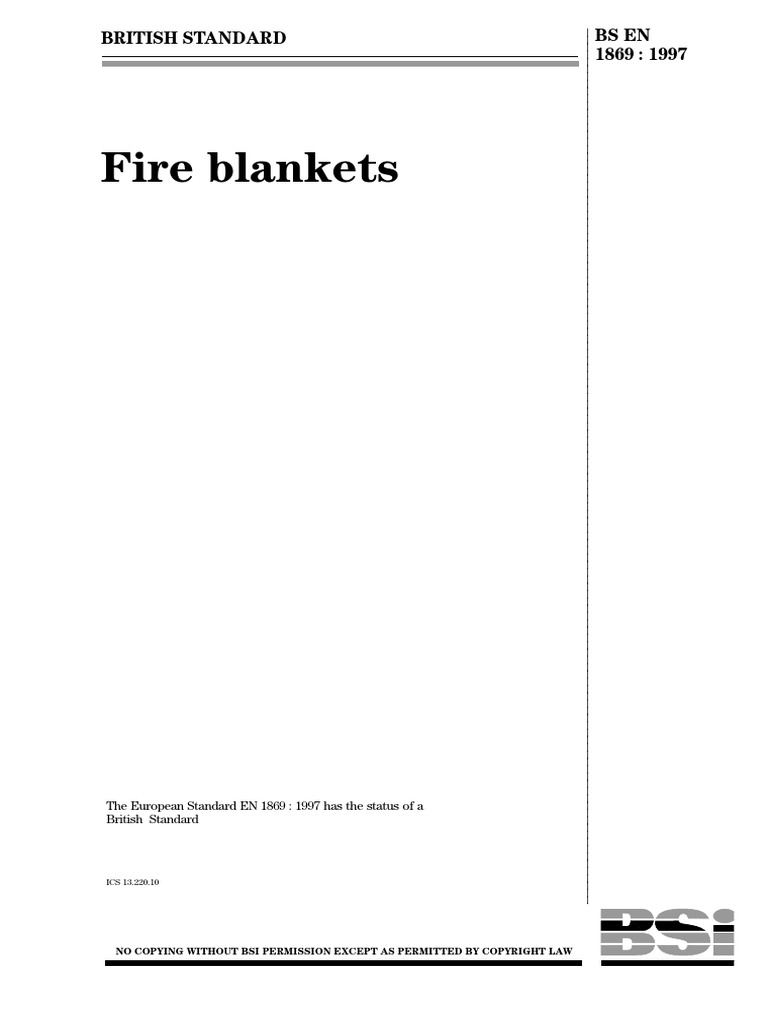 BS 1869 Fire Blankets PDF Fires License