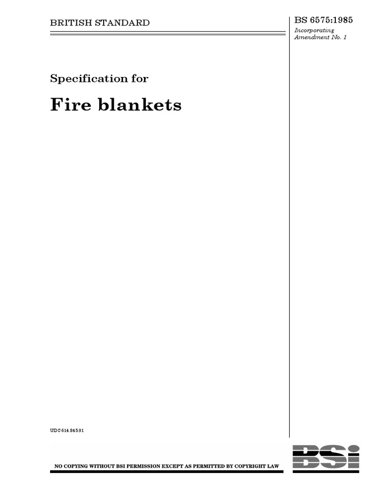 BS 6575 Specification for Fire Blankets Fires Nature