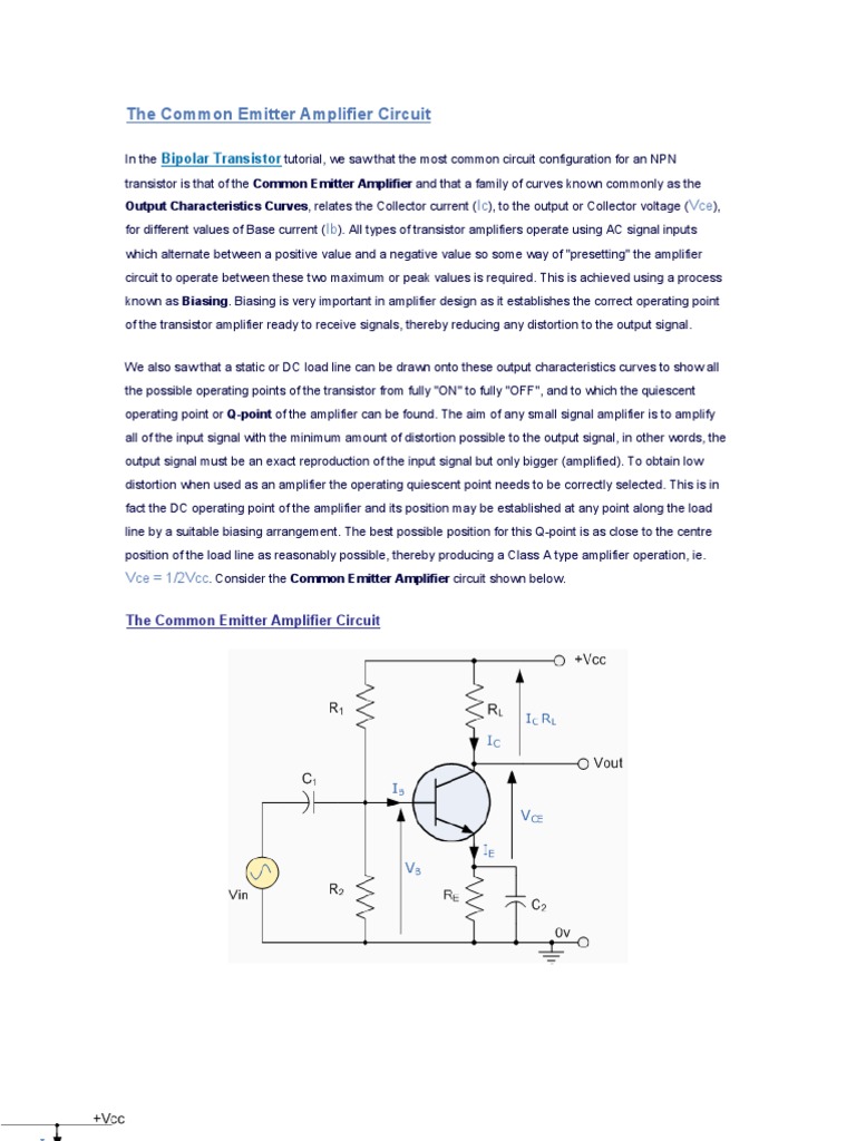 Common Emitter Amplifier Basics | PDF