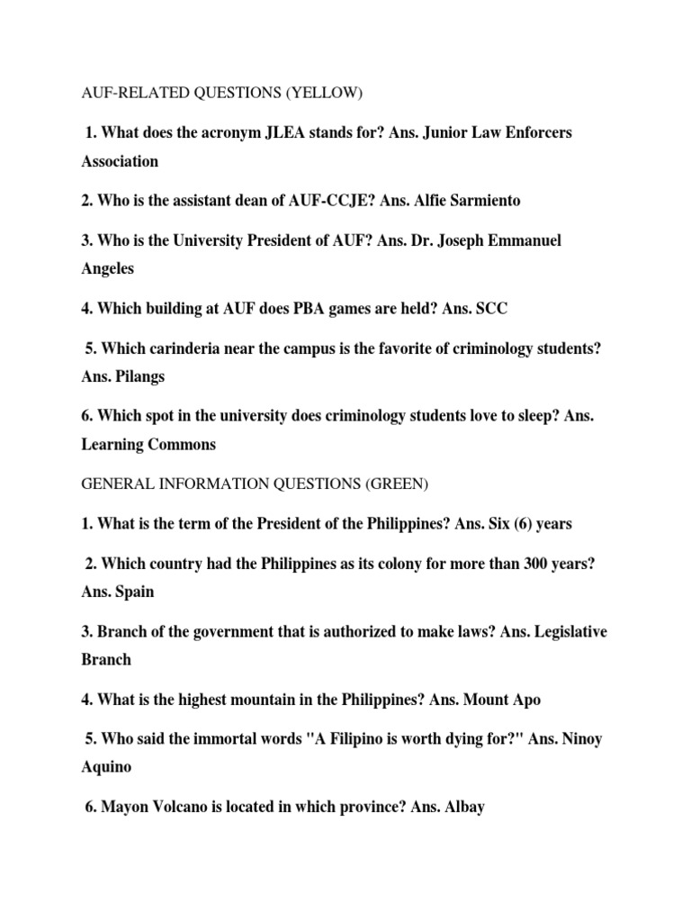 AufRelated Questions (Yellow) 1. What Does The Acronym JLEA Stands For