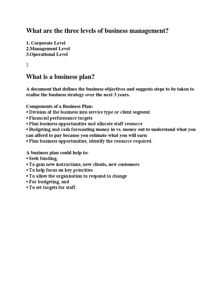 What Are The Three Levels of Business Management? | PDF