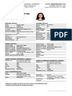 Form No: 2019F7288 Btech: Delhi Technological University Hostel Registration Form