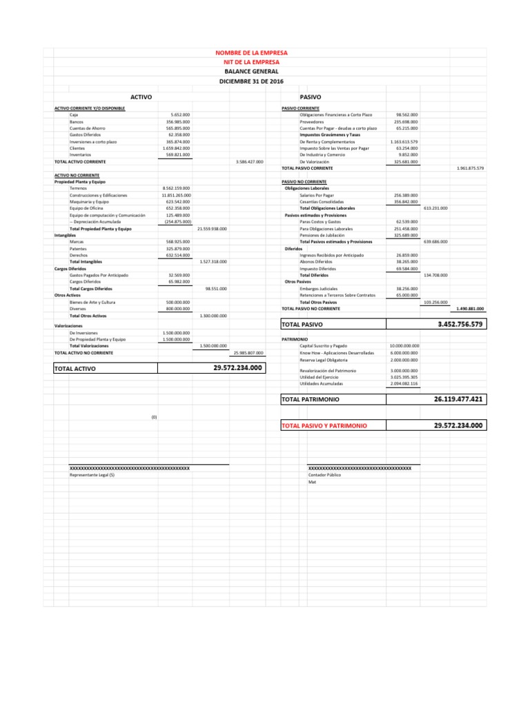 Balance General y PyG Elsa Mara Contable | PDF | Activo fijo | Hoja de ...