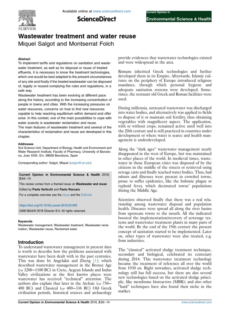 Wastewater Treatment and Water Reuse | PDF | Reclaimed Water | Sewage ...