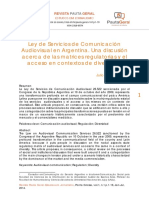 Ley de Servicios de Comunicación Audiovisual en Argentina. Una Discusión Acerca de Las Matrices Regulatorias y El Acceso en Contextos de Diversidad