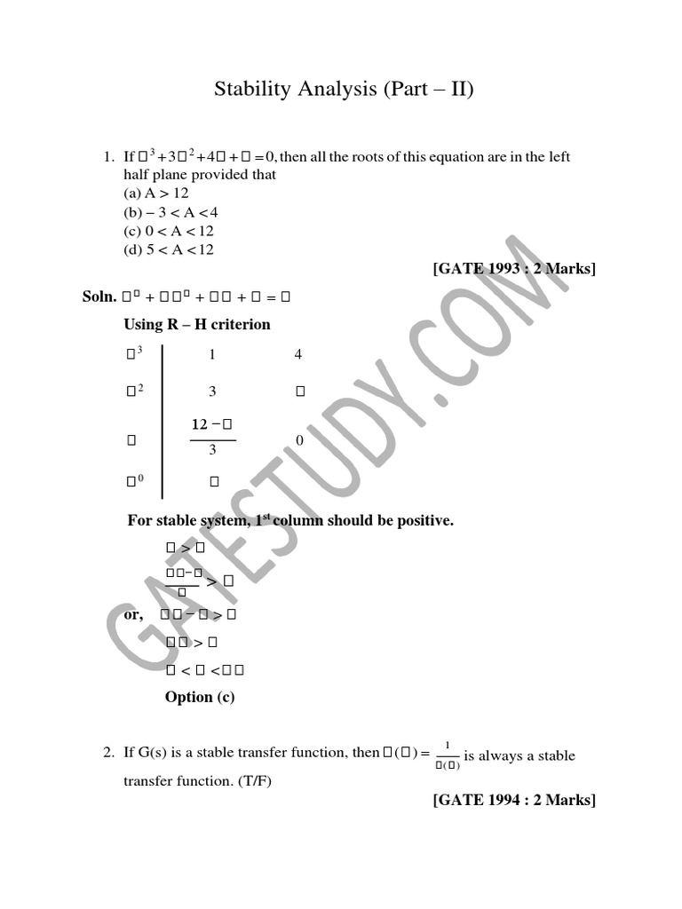 Stability Analysis of Control Systems | PDF | Stability Theory ...