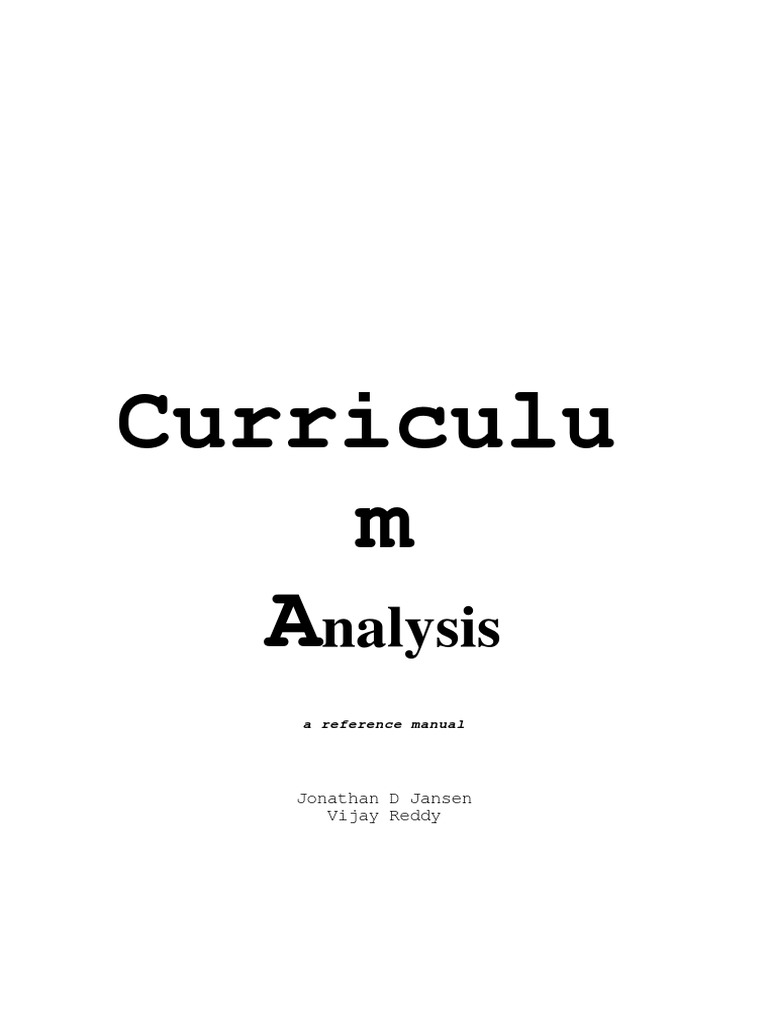 Curriculum Analysis Reference Manual | PDF | Curriculum | Educational ...
