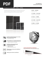 Monocrystalline - 50Wp - 200Wp: 50W - 200W 17.20V - 30.10V 27.5A - 7.85A 21.10V - 36.10V 2.95A - 8.34A