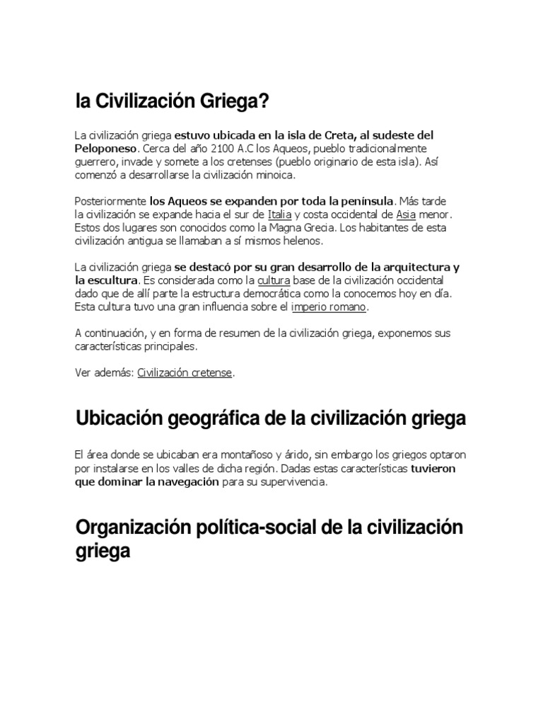 Resumen de la Civilización Griega | PDF | Antigua Grecia | Minotauro