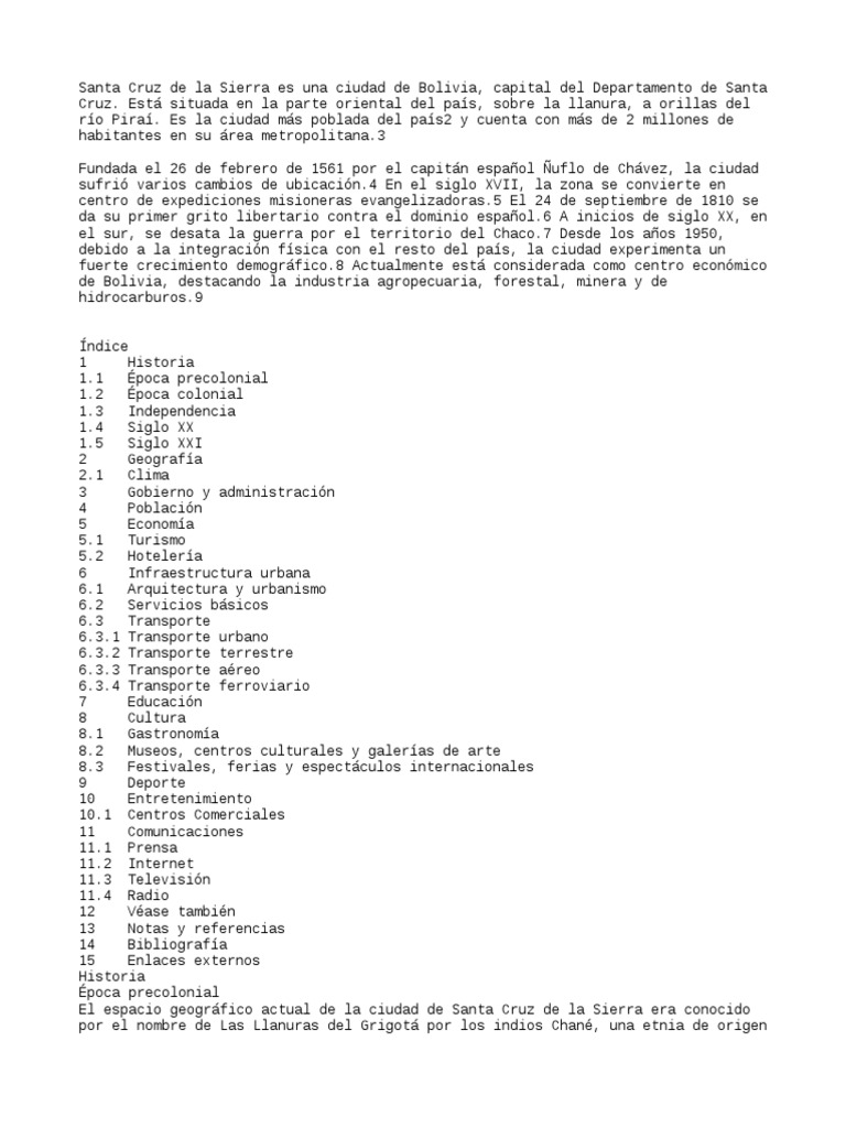 Historia Santa Cruz | PDF | Bolivia