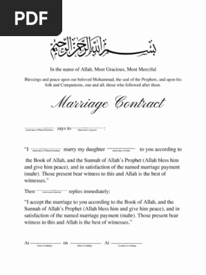 Halal Weddings Nikah Contract