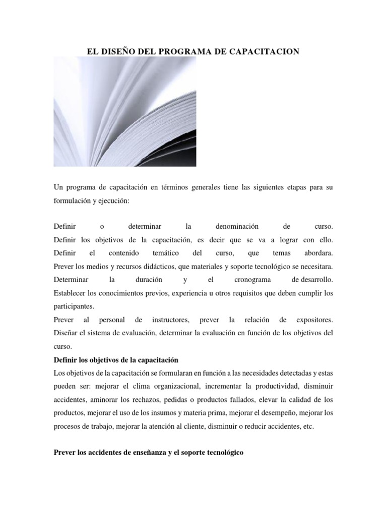 El Diseño Del Programa de Capacitacion | PDF | Evaluación | Aprendizaje