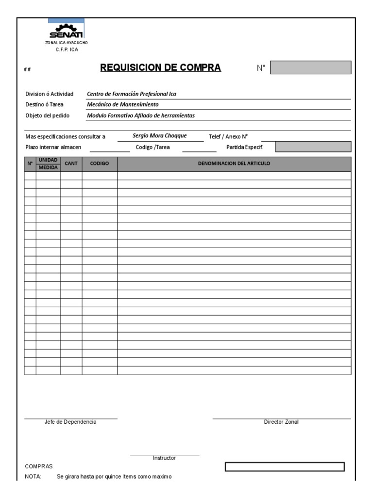 Modelo Requisición de Compra | PDF | Informática y tecnología de la ...