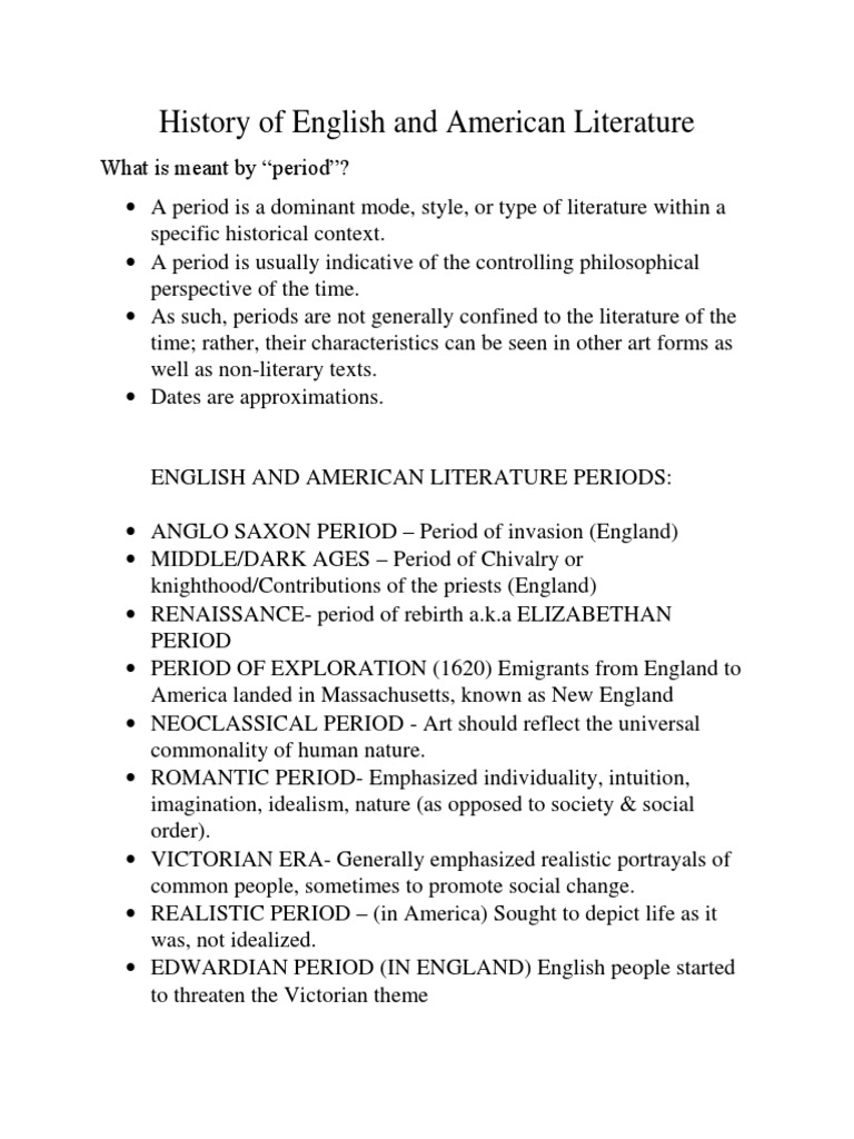 History of English and American Literature | PDF | English Literature