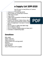 2nd Grade Supply List 19-20