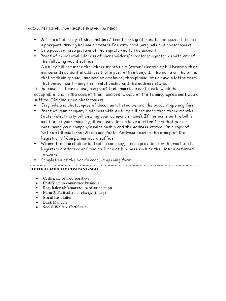 Bank Ak Opening Requirements | PDF