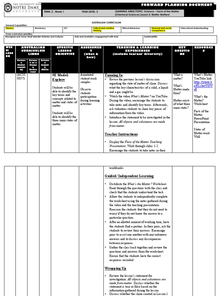 Science Lesson 2 | PDF | Worksheet | Question