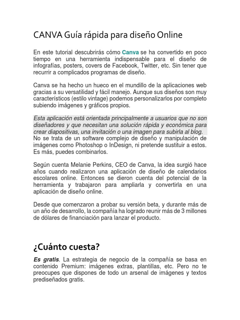 Guía rápida para diseñar en Canva | PDF | Imagen | Diseño