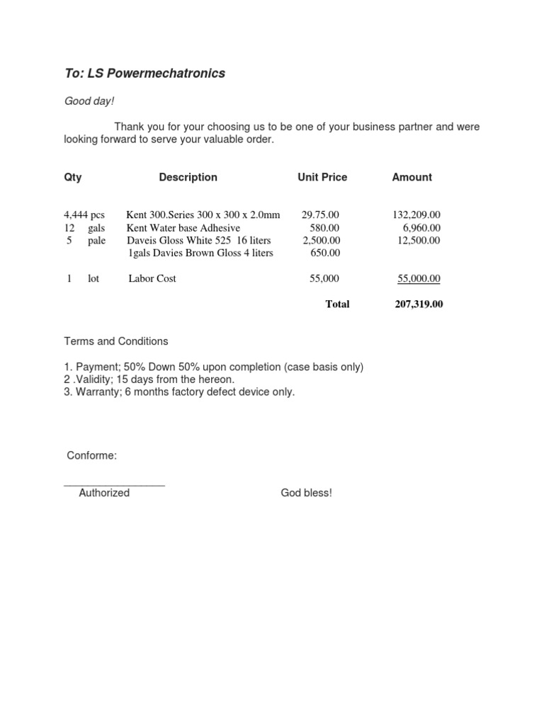 Invoice for LS Powermechatronics Order | PDF | Finance & Money ...