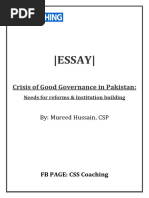 Essay - : Crisis of Good Governance in Pakistan