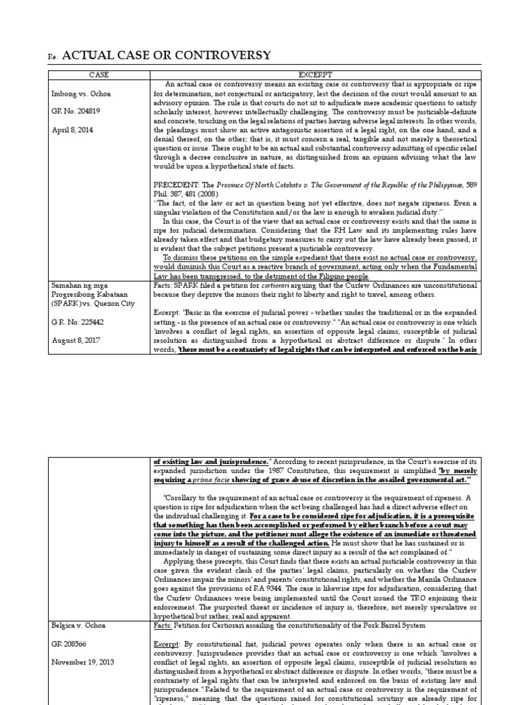 Actual Case or Controversy PDF Case Or Controversy Clause Judiciaries
